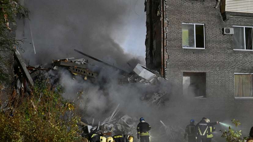 FILE PHOTO: Residential building heavily damaged by a Russian missile strike in Zaporizhzhia