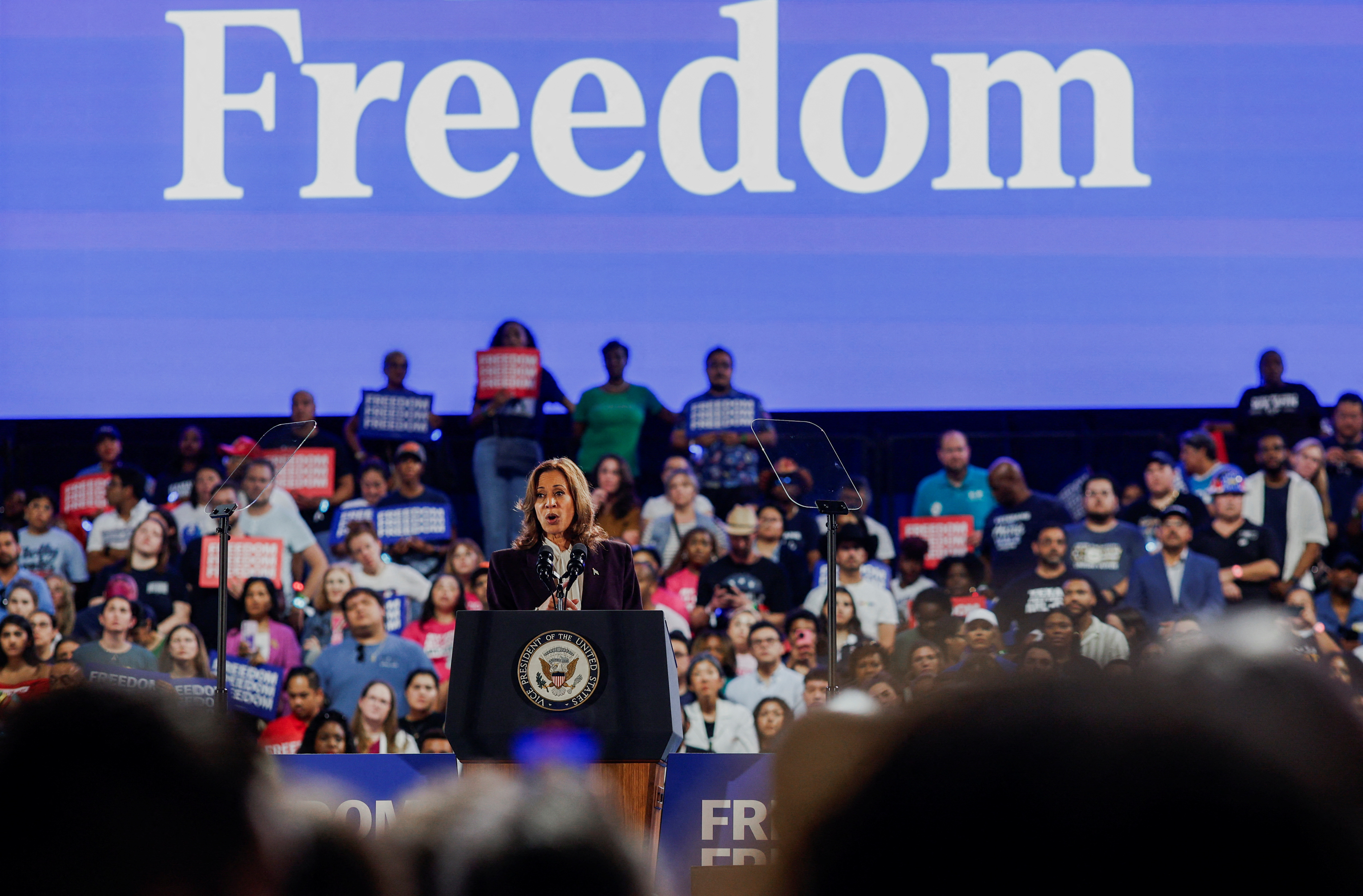 Democratic presidential nominee U.S. Vice President Harris campaigns in Houston