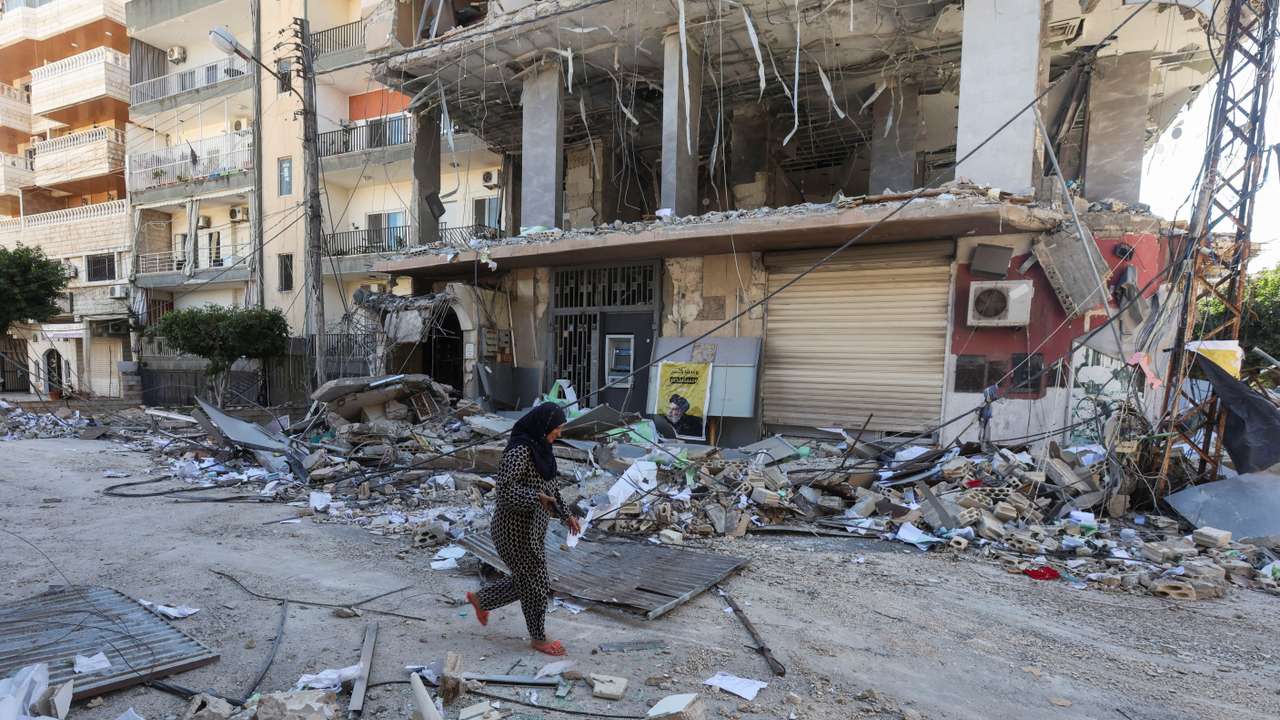 Aftermath of Israeli airstrikes that hit several branches of 'Al-Qard al-Hassan'