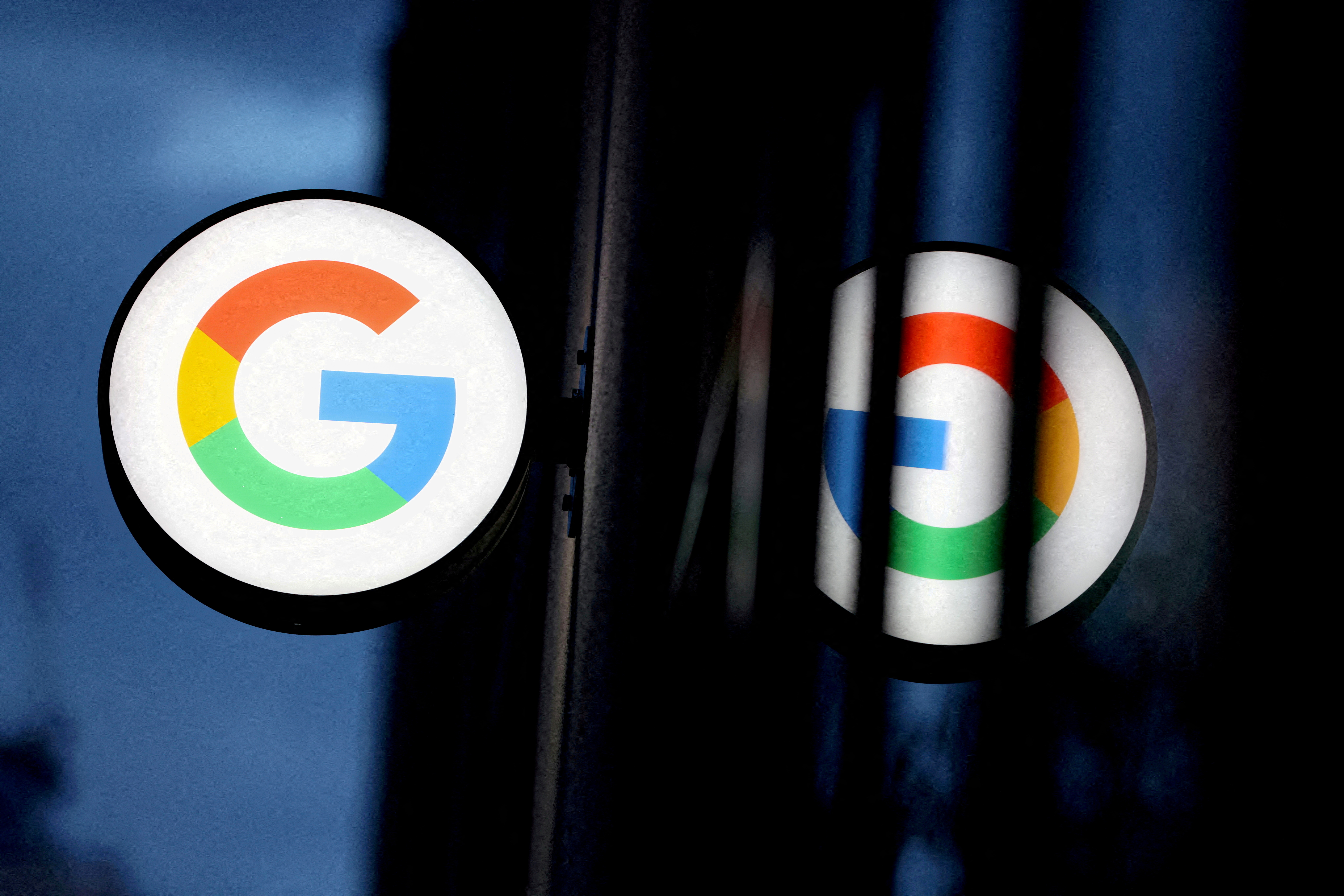 FILE PHOTO: The logo for Google is seen at  a Google store in Manhattan, New York City, U.S.