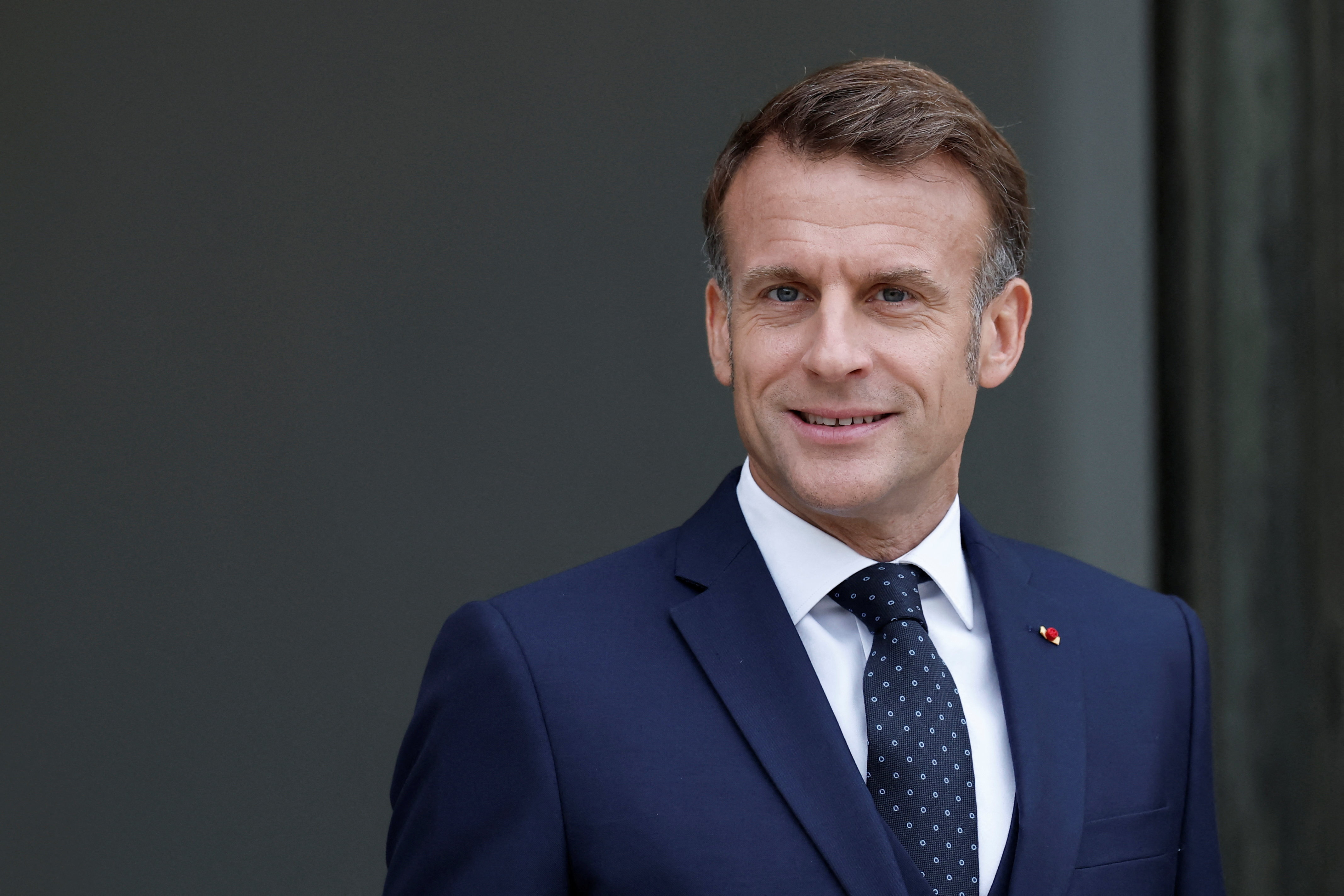 French President Macron at the Elysee Palace in Paris