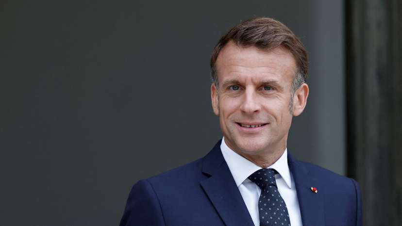 French President Macron at the Elysee Palace in Paris