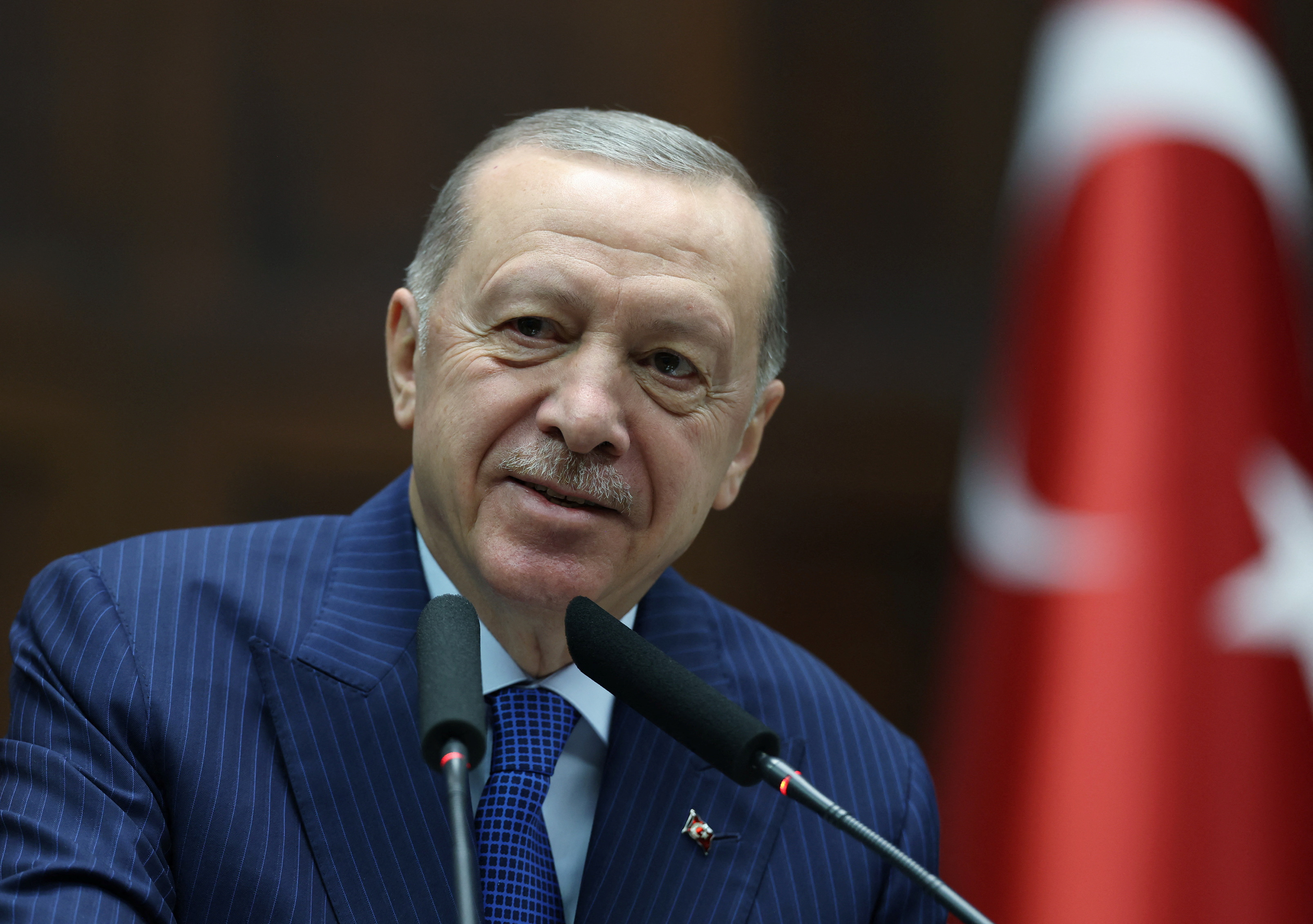 Turkey’s President Erdogan addresses members of parliament from his ruling AKP in Ankara