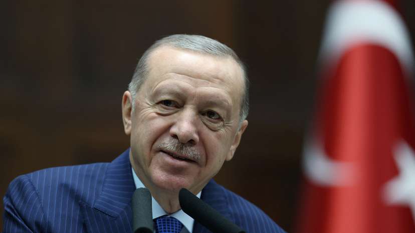 Turkey’s President Erdogan addresses members of parliament from his ruling AKP in Ankara