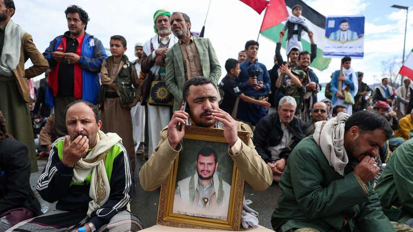 Houthi supporters demonstrate in solidarity with Iran, in Sanaa