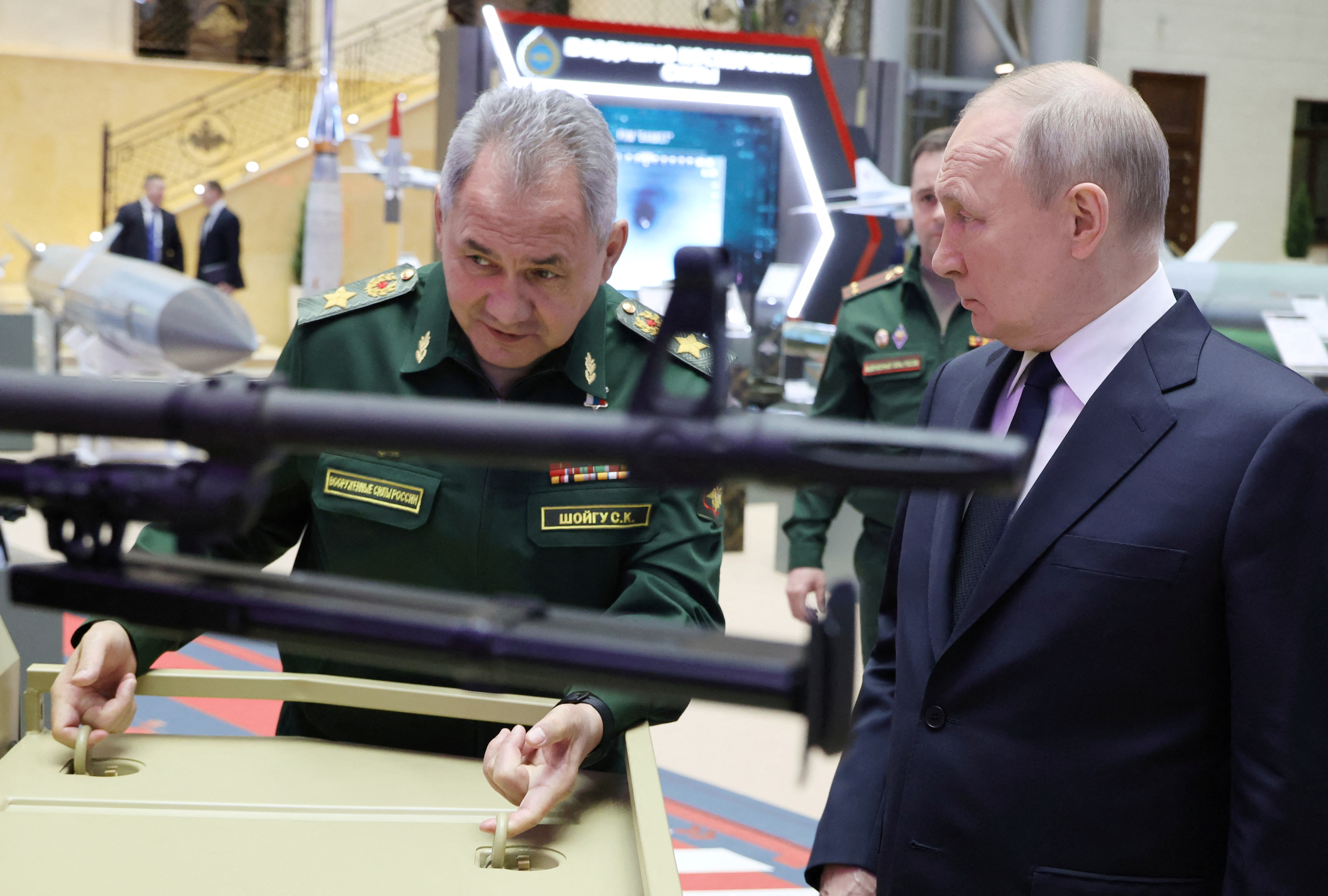 Russian President Vladimir Putin attends an expanded meeting of the Defence Ministry Board in Moscow