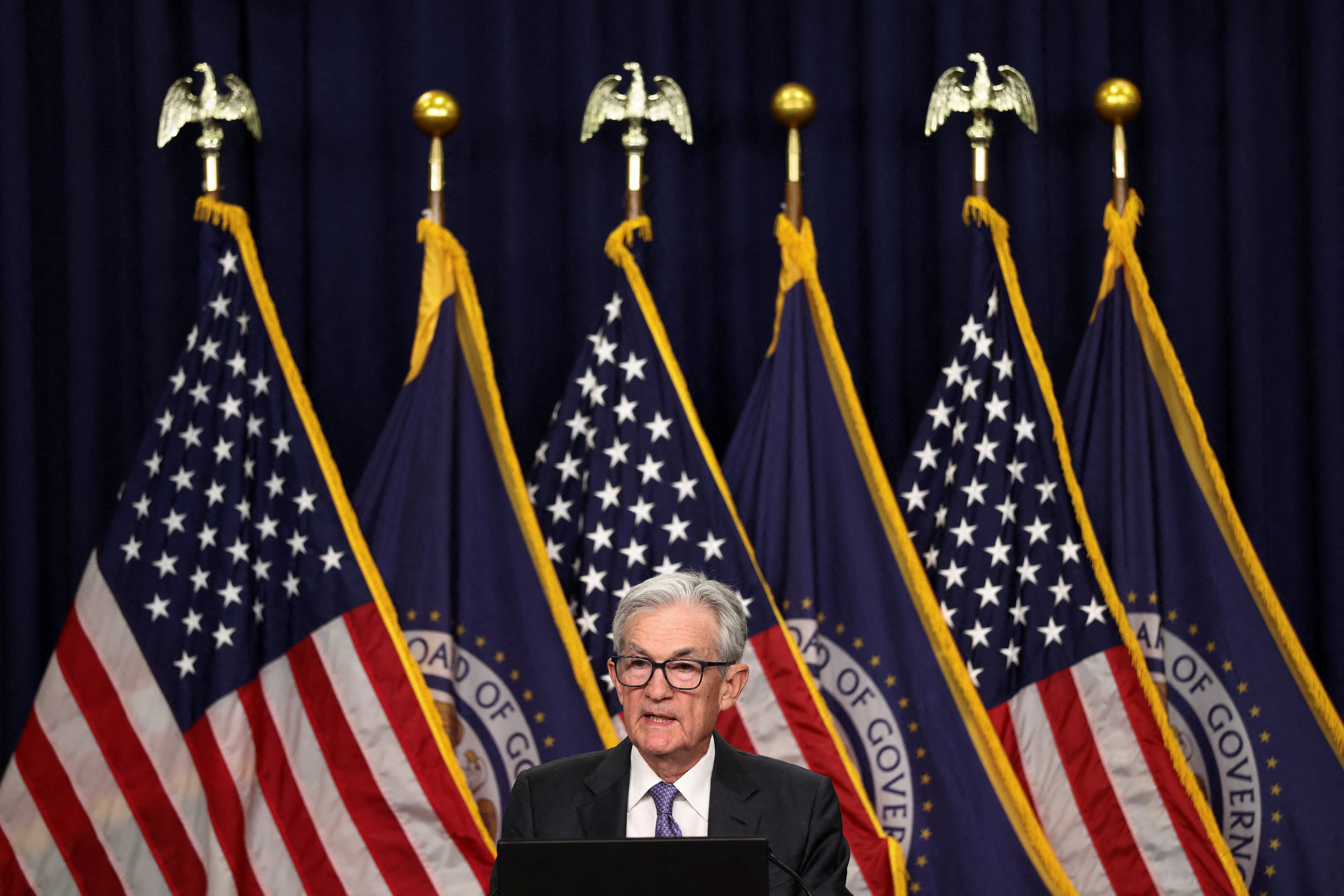 FILE PHOTO: U.S. Federal Reserve Chair Powell holds a press conference, at the U.S. Federal Reserve in Washington
