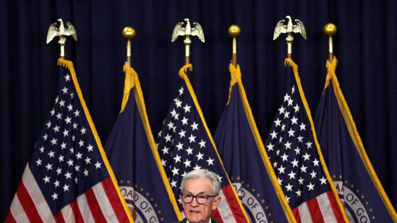 FILE PHOTO: U.S. Federal Reserve Chair Powell holds a press conference, at the U.S. Federal Reserve in Washington