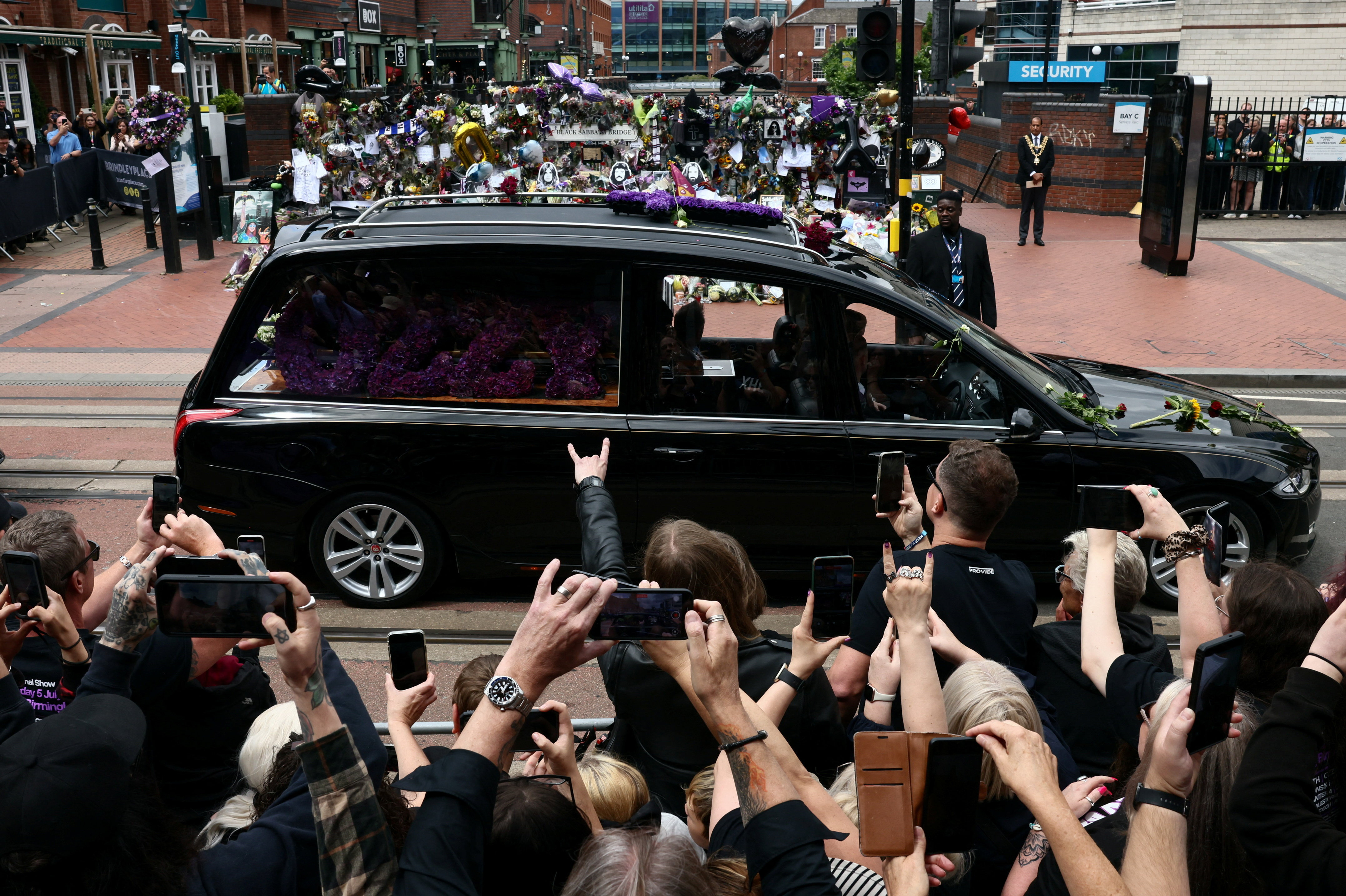 Ozzy Osbourne's funeral cortege travels through Birmingham
