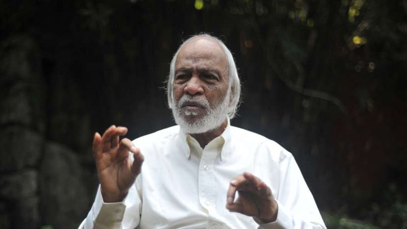 Bangladesh Nationalist Party’s Standing Committee member Abdul Moyeen Khan gestures during an interview with Reuters at his residence in Dhaka
