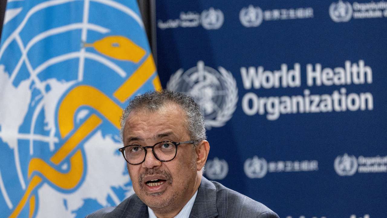 FILE PHOTO: Director-General of the WHO Dr. Tedros attends an ACANU briefing in Geneva