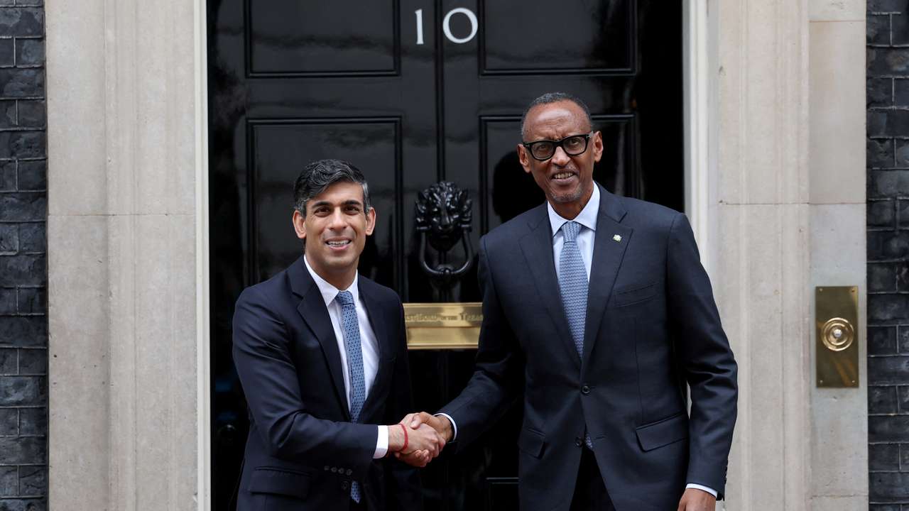 FILE PHOTO: Britain's Prime Minister Sunak meets with Rwandan President Kagame in London