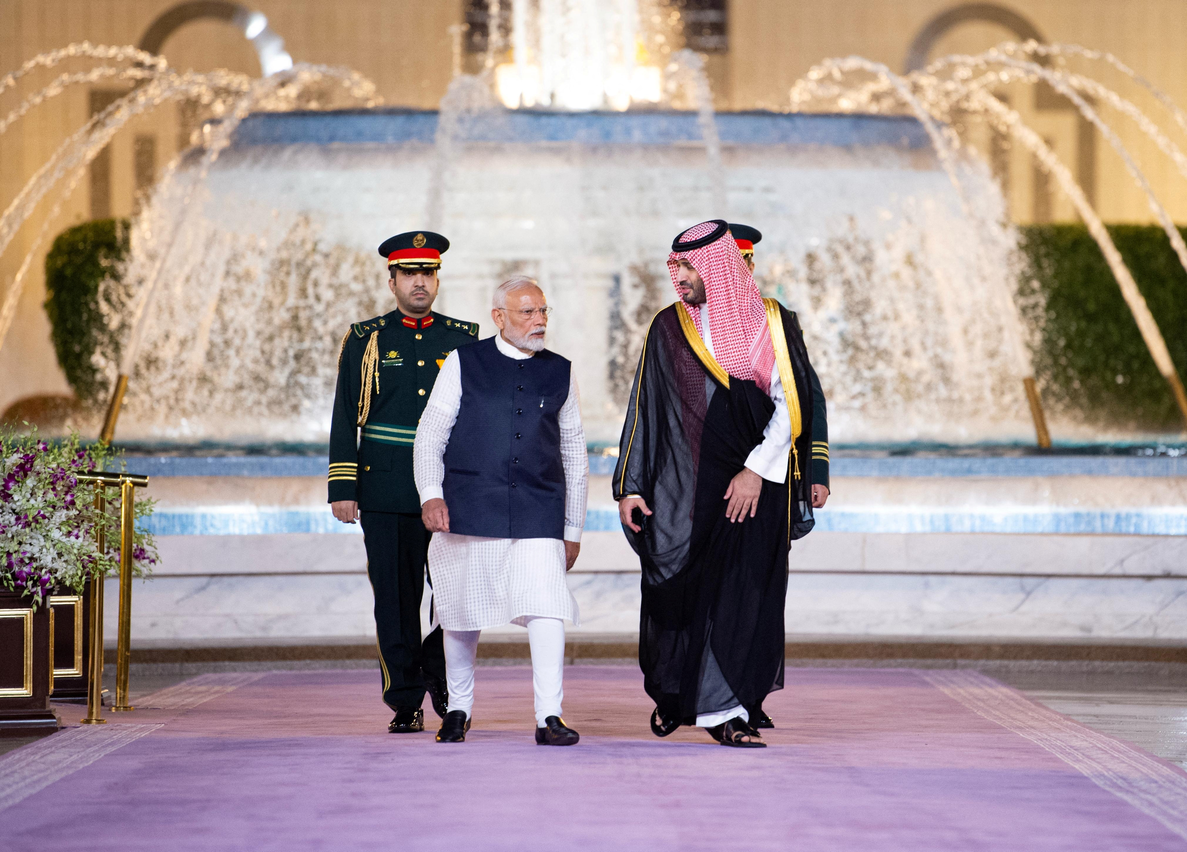 India's Prime Minister Modi meets Saudi Crown Prince Bin Salman, in Jeddah