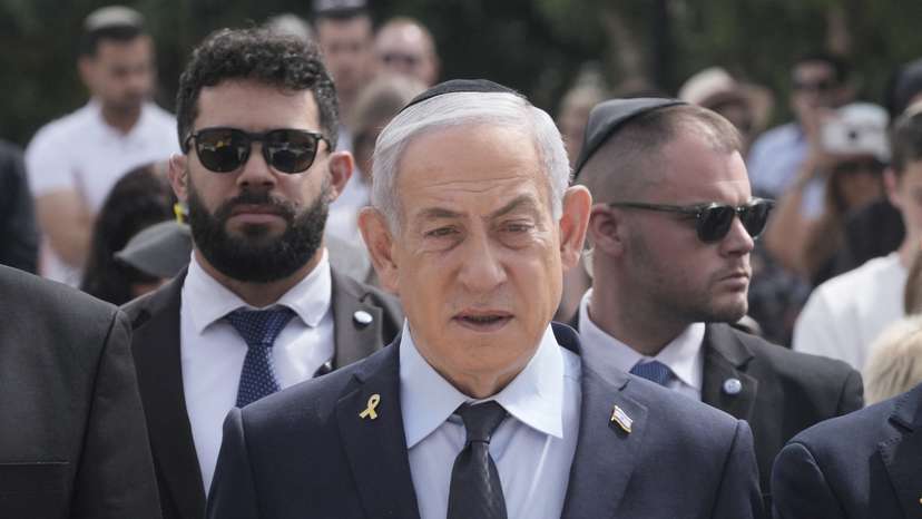 Israeli Prime Minister Benjamin Netanyahu attends a ceremony marking the annual Holocaust Remembrance Day