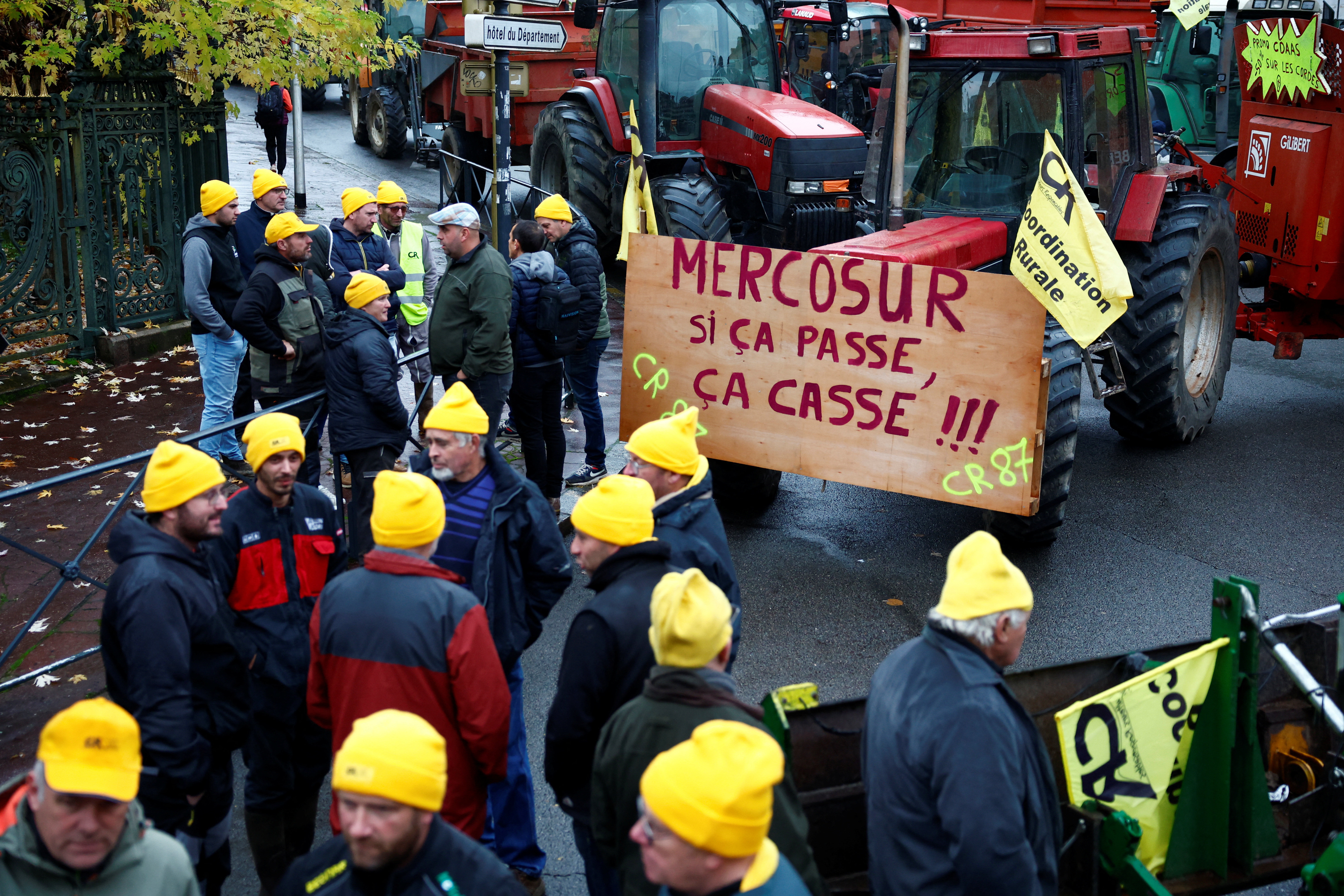 French farmers unions protest over Mercosur agreement in Limoges