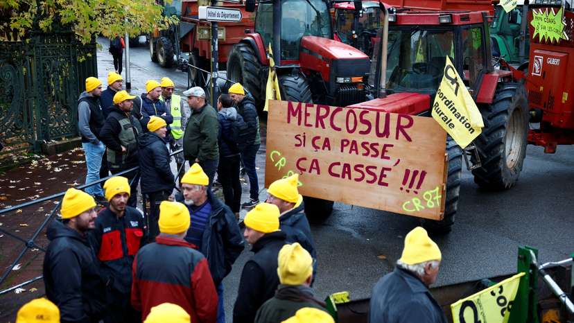 French farmers unions protest over Mercosur agreement in Limoges