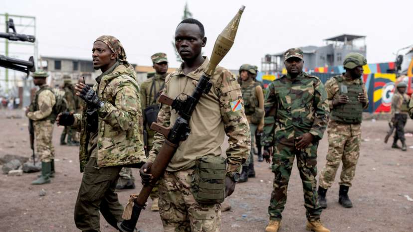 FILE PHOTO: Members of the M23 rebel group in Goma