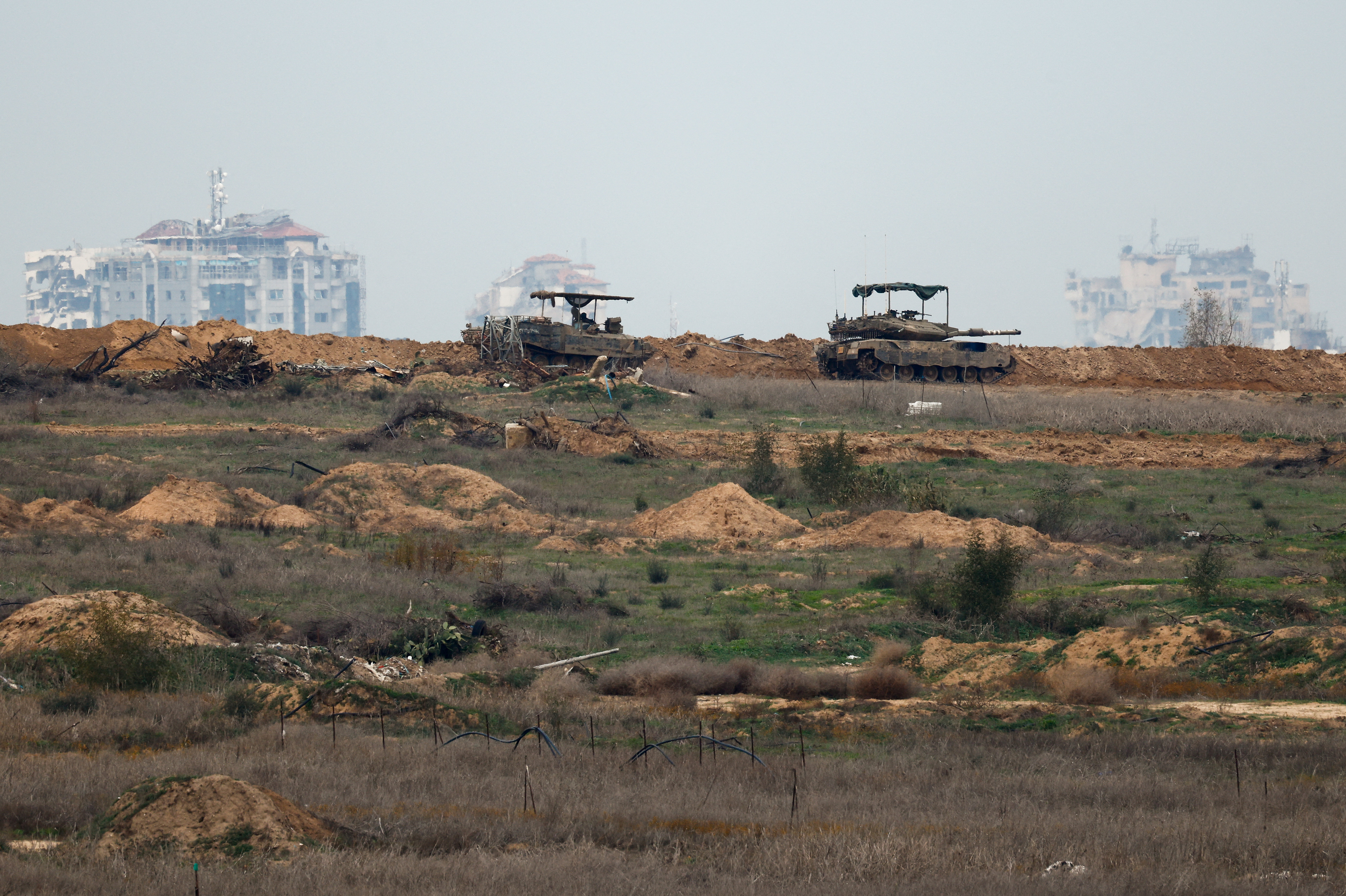 Israeli military vehicles operate in Gaza