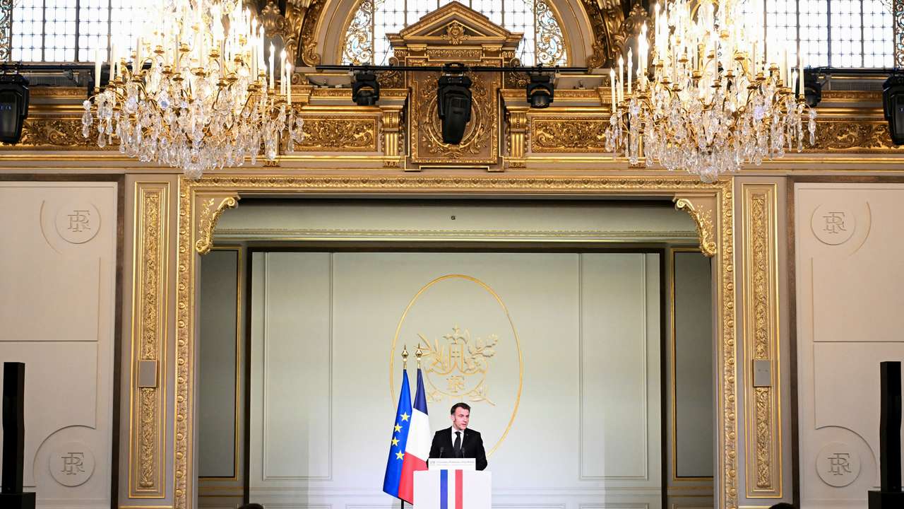 France's President Emmanuel Macron speaks during the 20th anniversary of the murder of Ilan Halimi