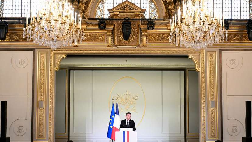France's President Emmanuel Macron speaks during the 20th anniversary of the murder of Ilan Halimi