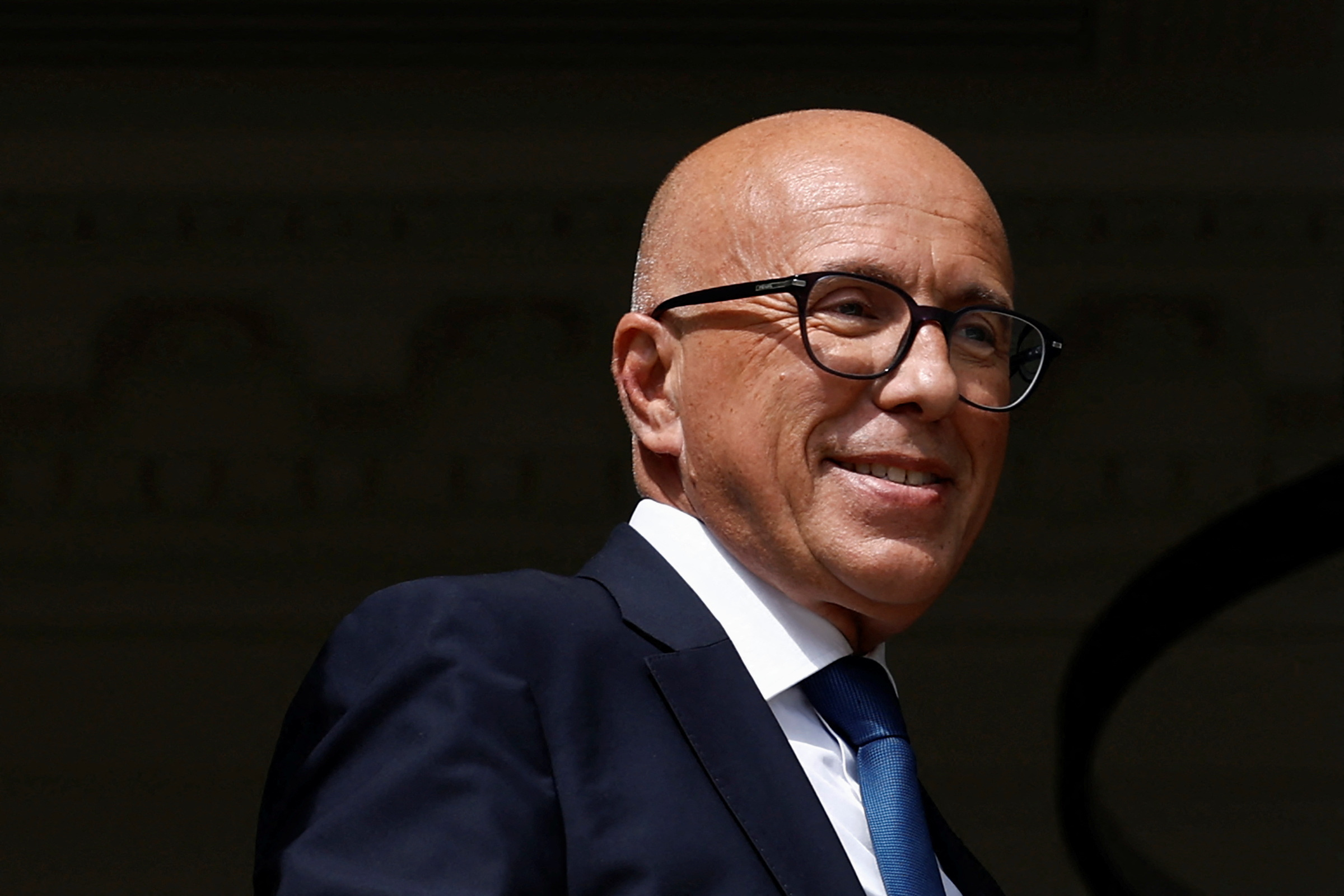 Eric Ciotti, contested leader of Les Republicains party, at the party headquarters in Paris
