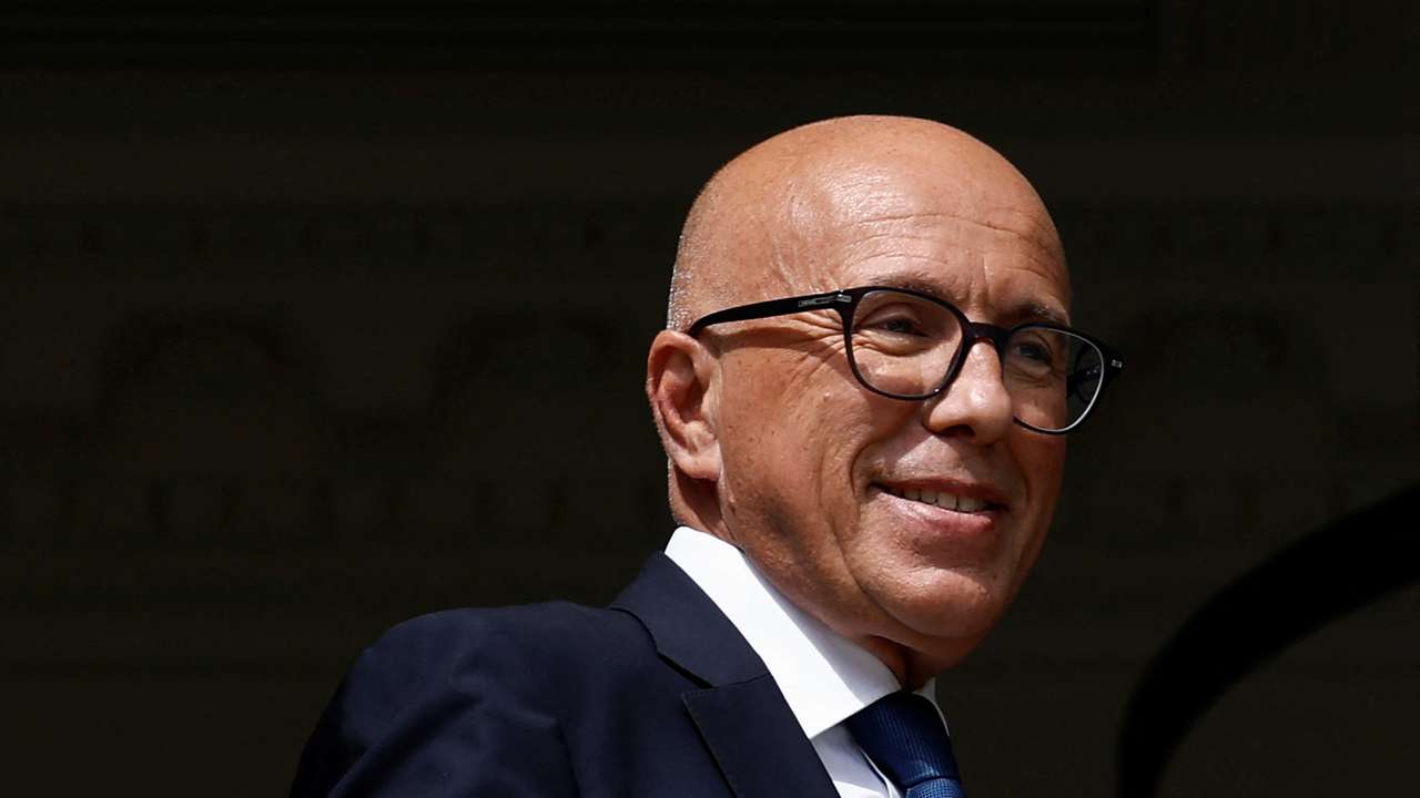 Eric Ciotti, contested leader of Les Republicains party, at the party headquarters in Paris