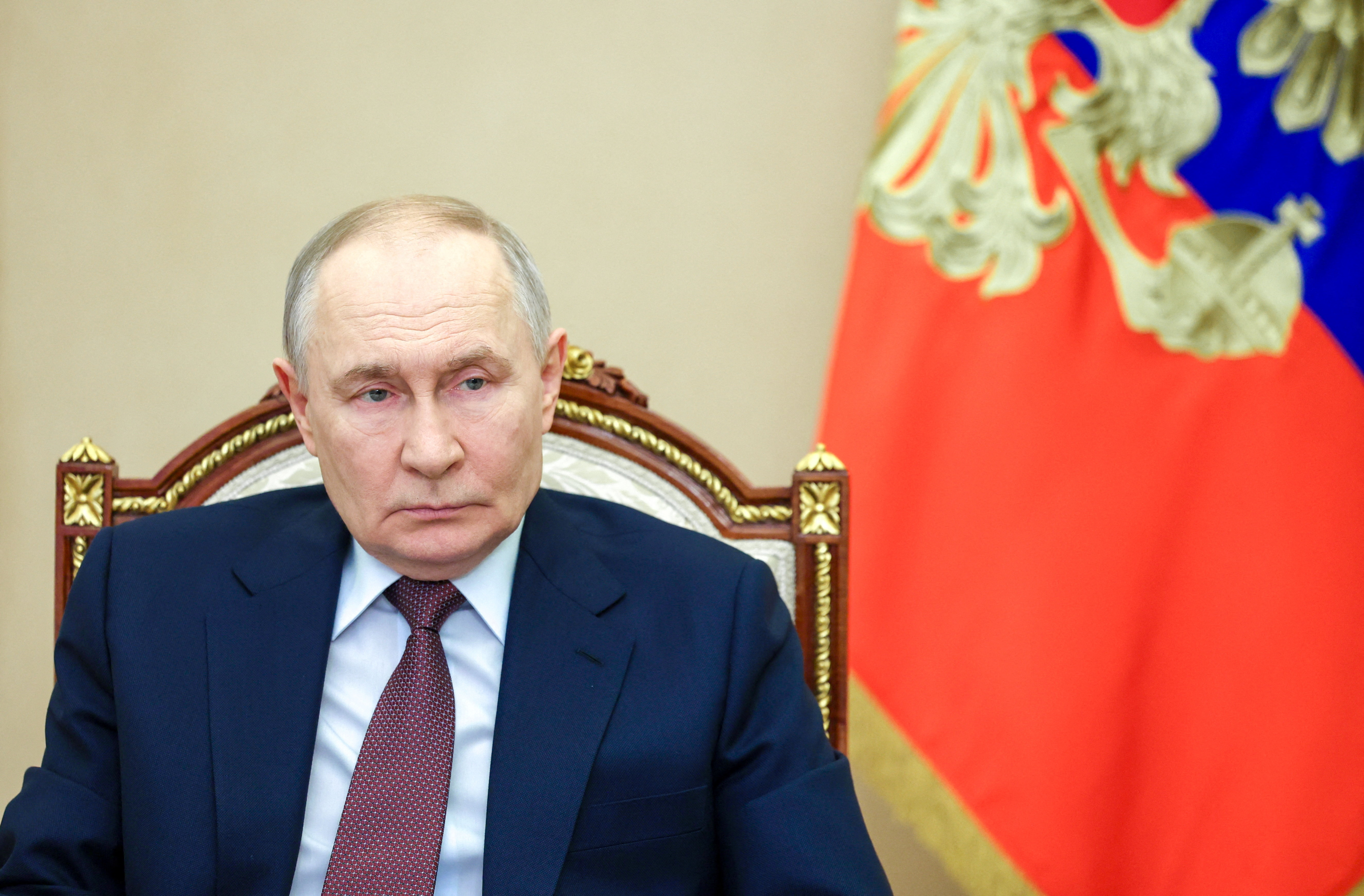 Russian President Putin chairs a meeting with members of the government in Moscow