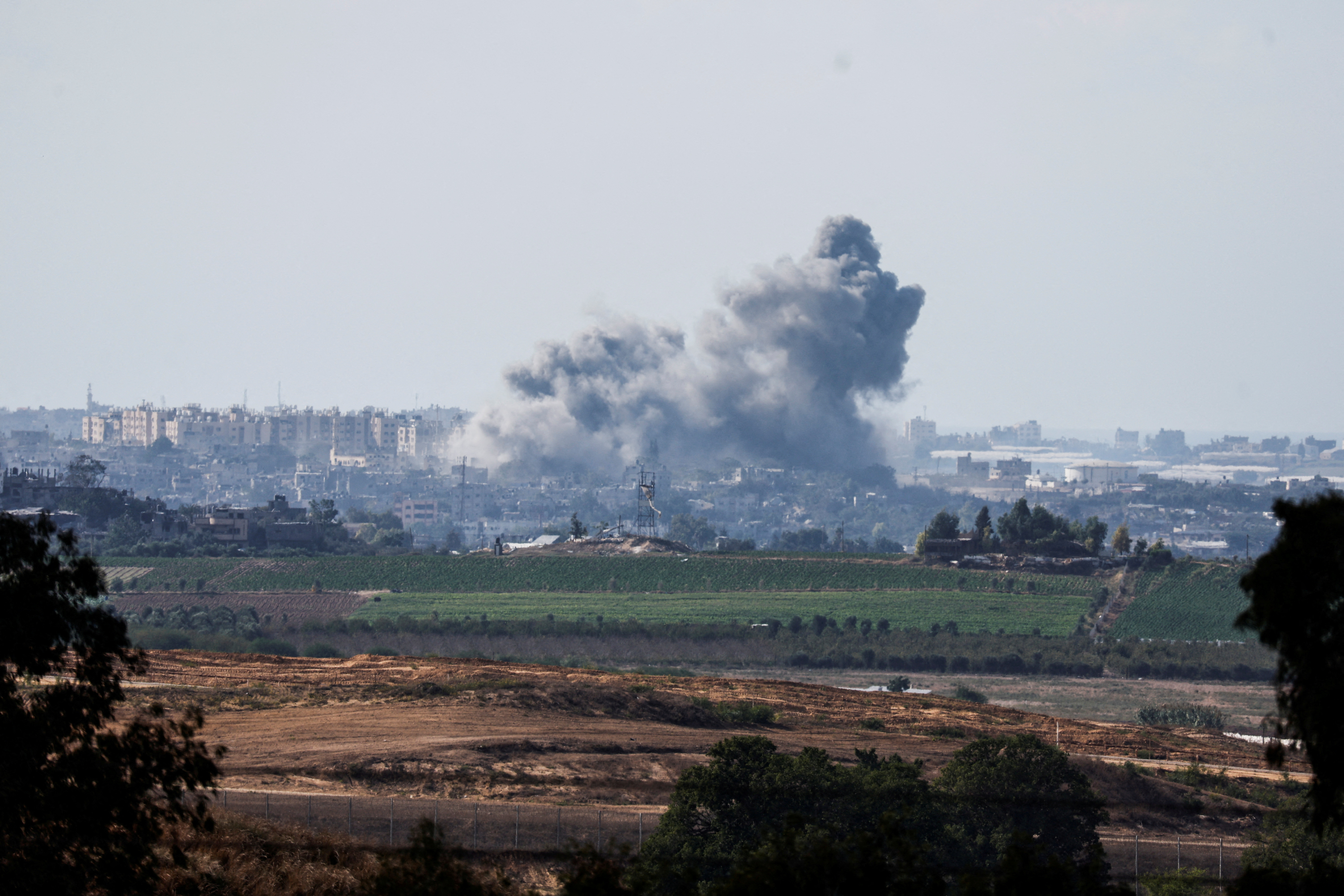 FILE PHOTO: Smoke rises in the air following Israeli bombings in Gaza