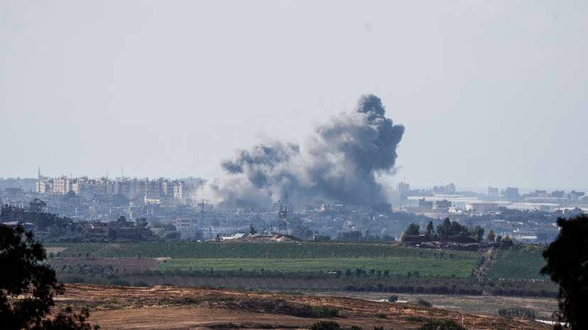 FILE PHOTO: Smoke rises in the air following Israeli bombings in Gaza