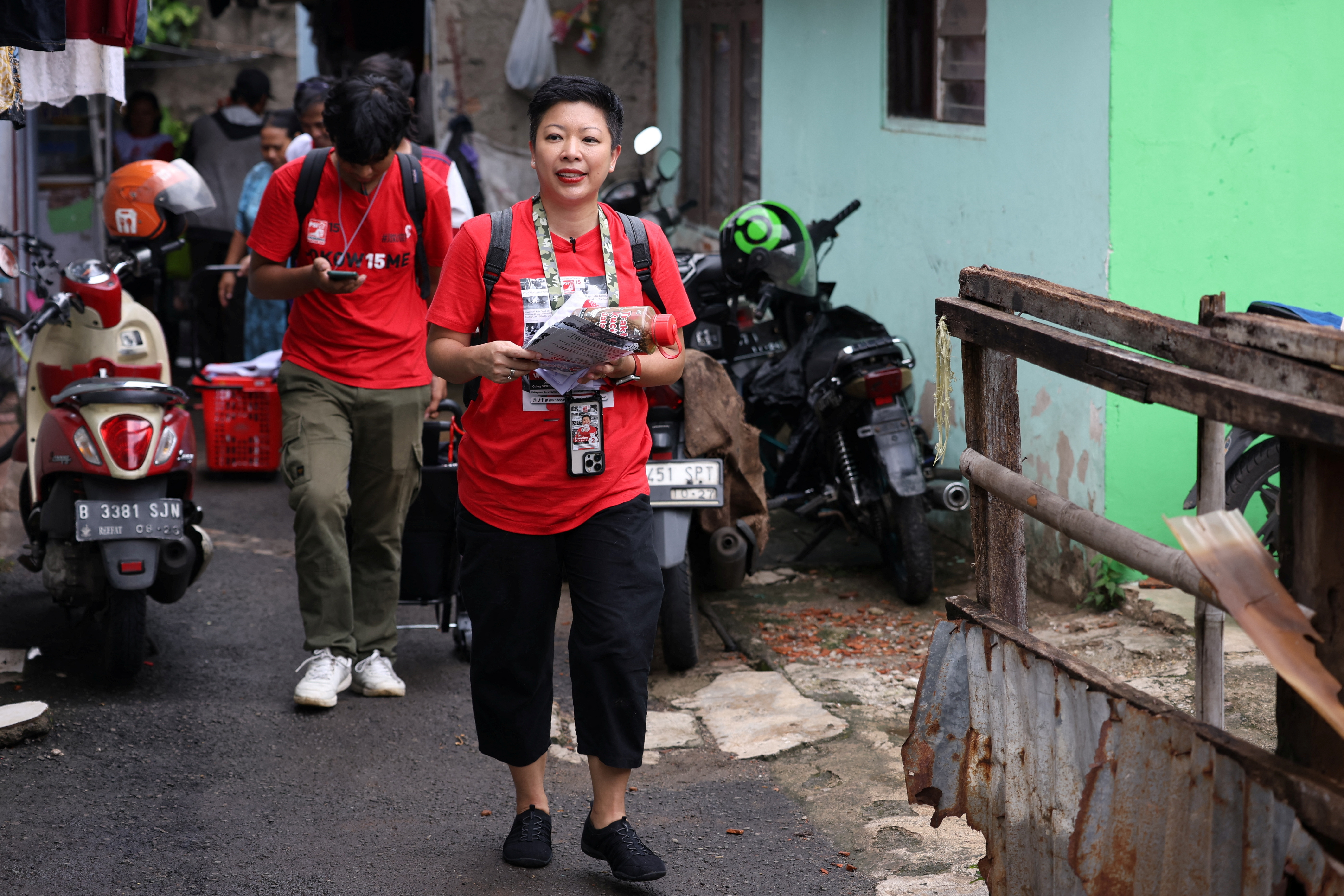 Francine Widjojo, a parliamentary candidate from the PSI, during her campaign in Jakarta