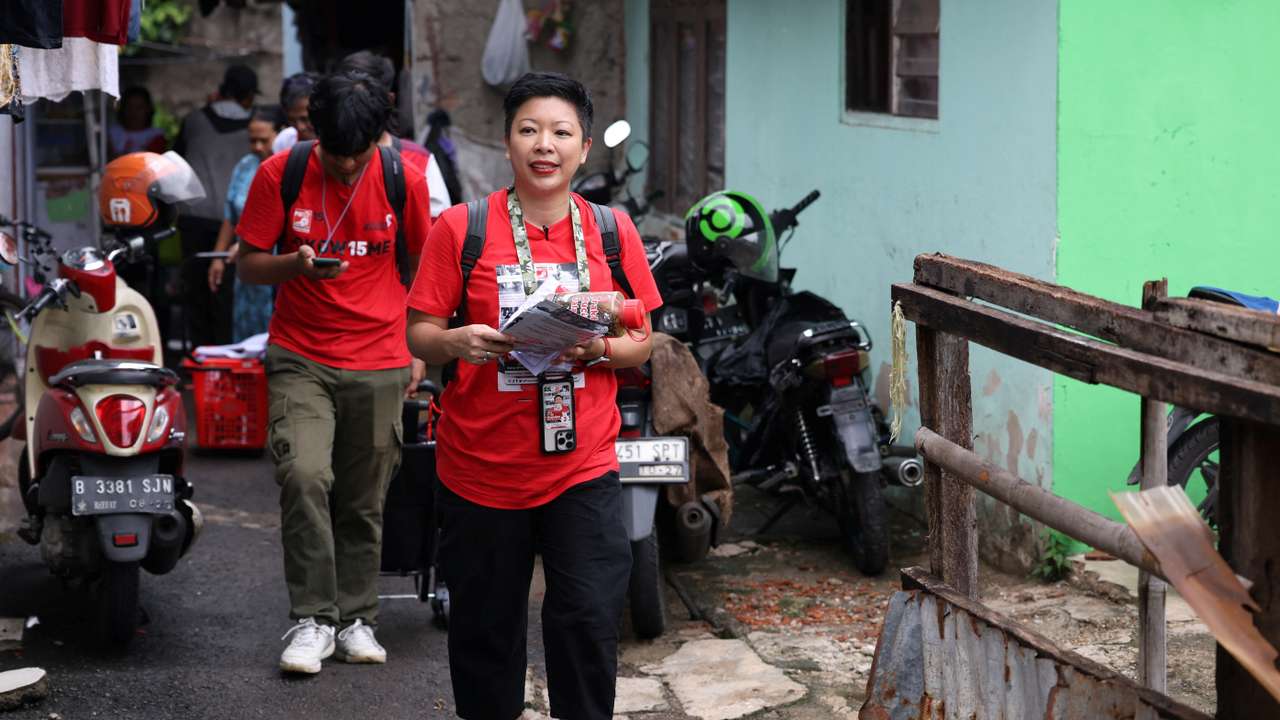 Francine Widjojo, a parliamentary candidate from the PSI, during her campaign in Jakarta