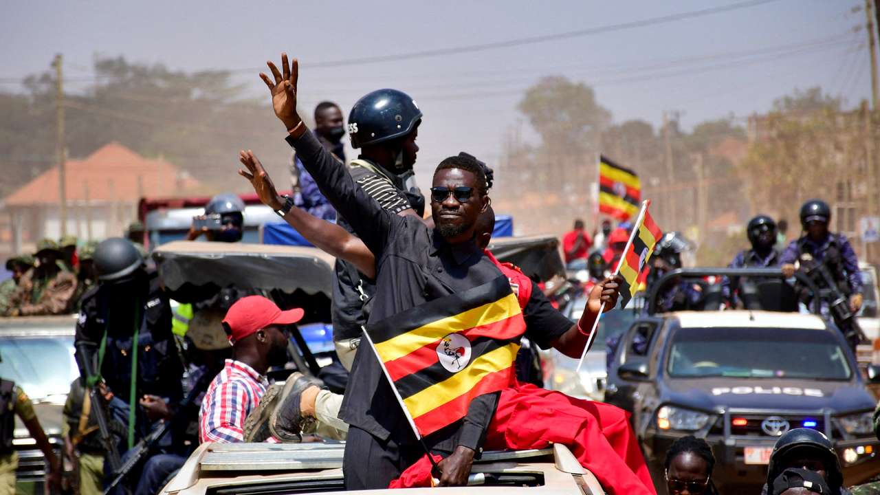 FILE PHOTO: Ugandan presidential candidate Robert Kyagulanyi of the National Unity Platform (NUP) party attends a campaign rally, in Kampala