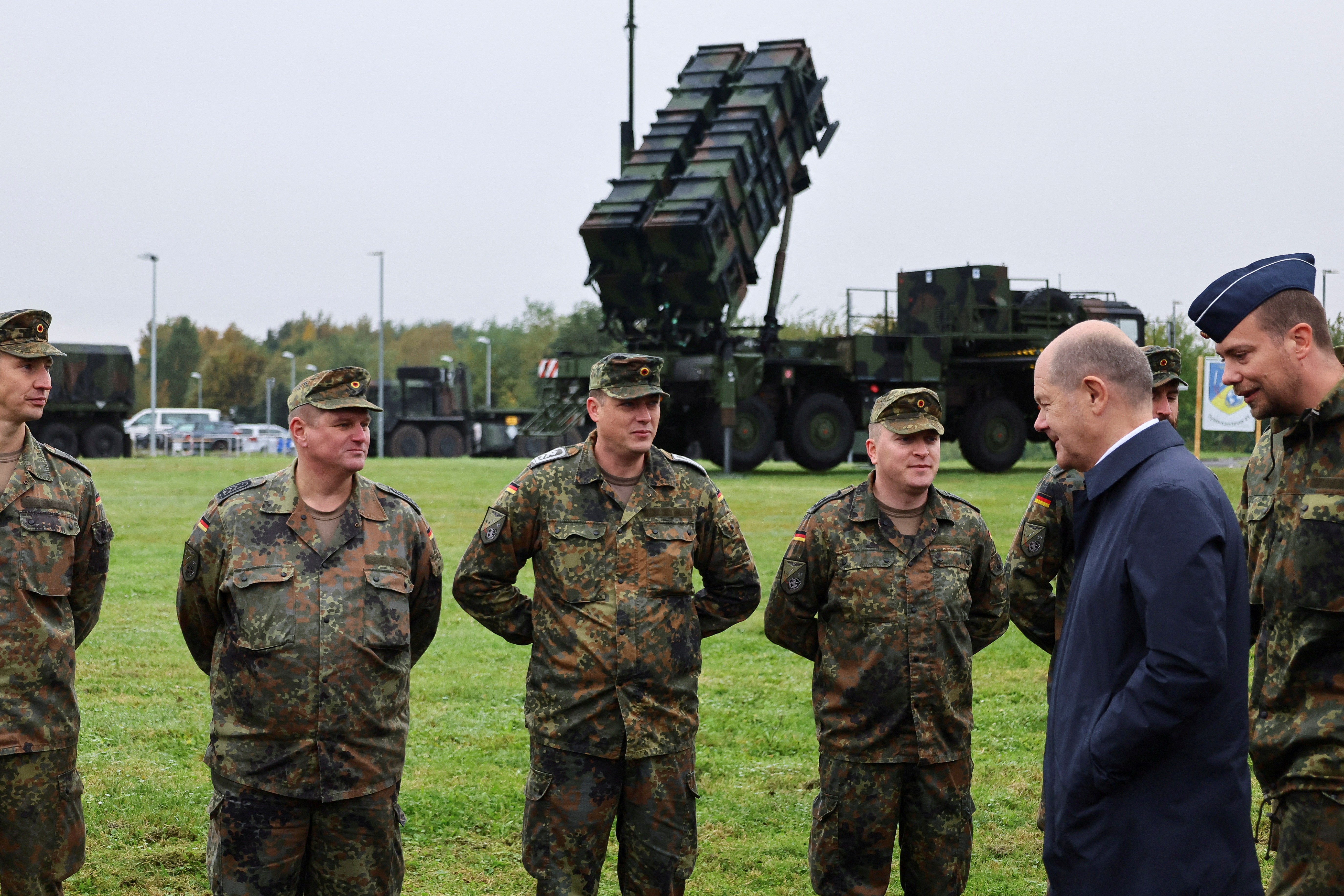 FILE PHOTO: German Chancellor Scholz visits Air Force base in Cologne