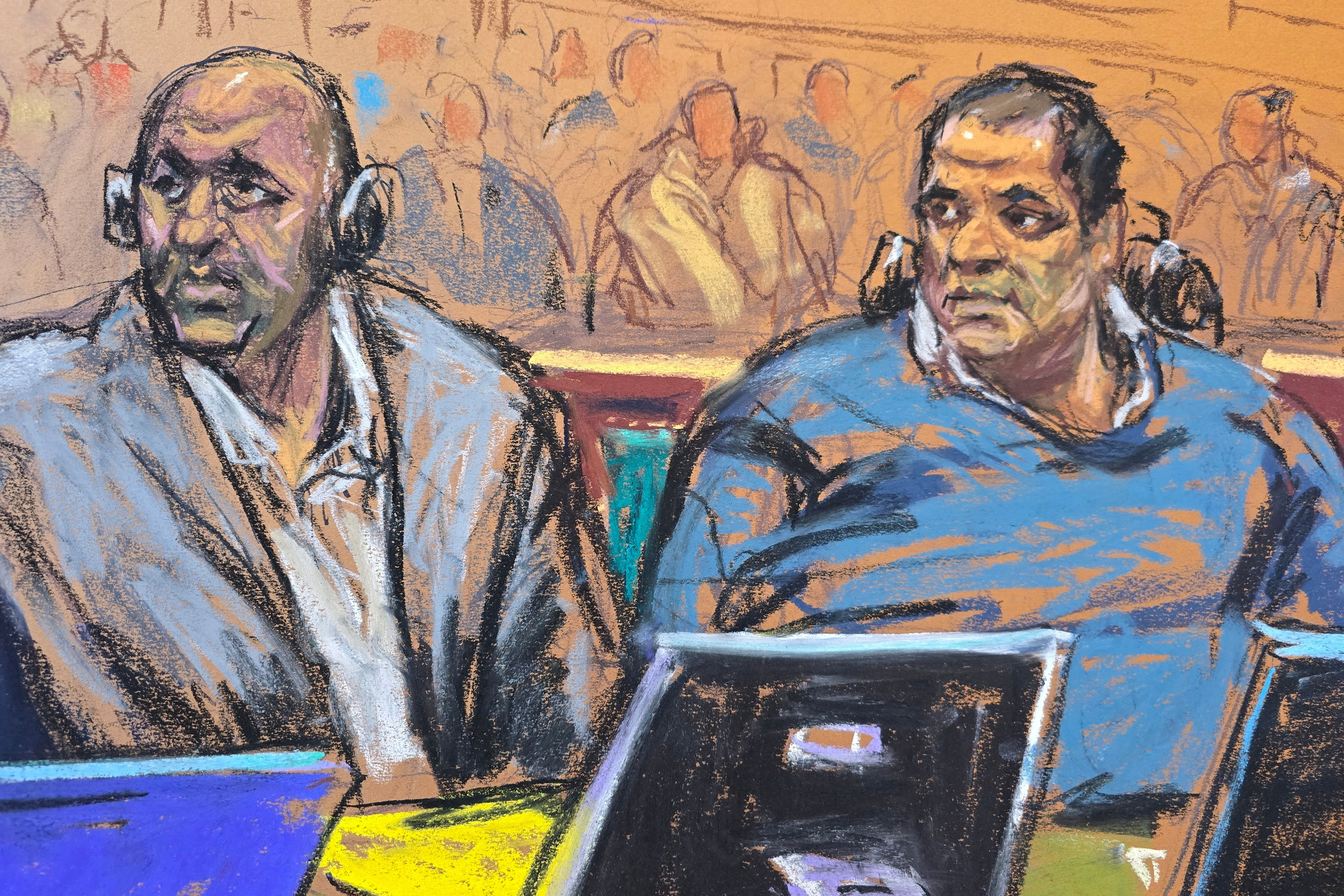 FILE PHOTO: Rafat Amirov and Polad Omarev appear in court in New York