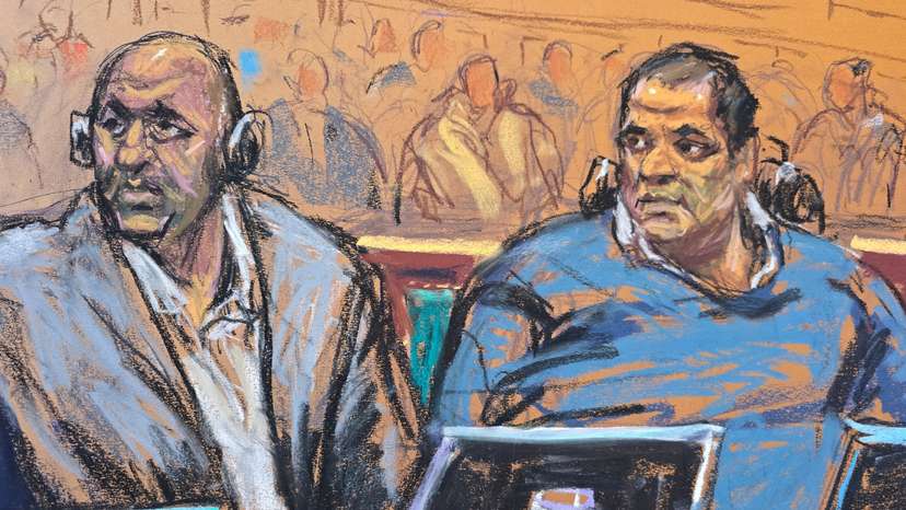 FILE PHOTO: Rafat Amirov and Polad Omarev appear in court in New York