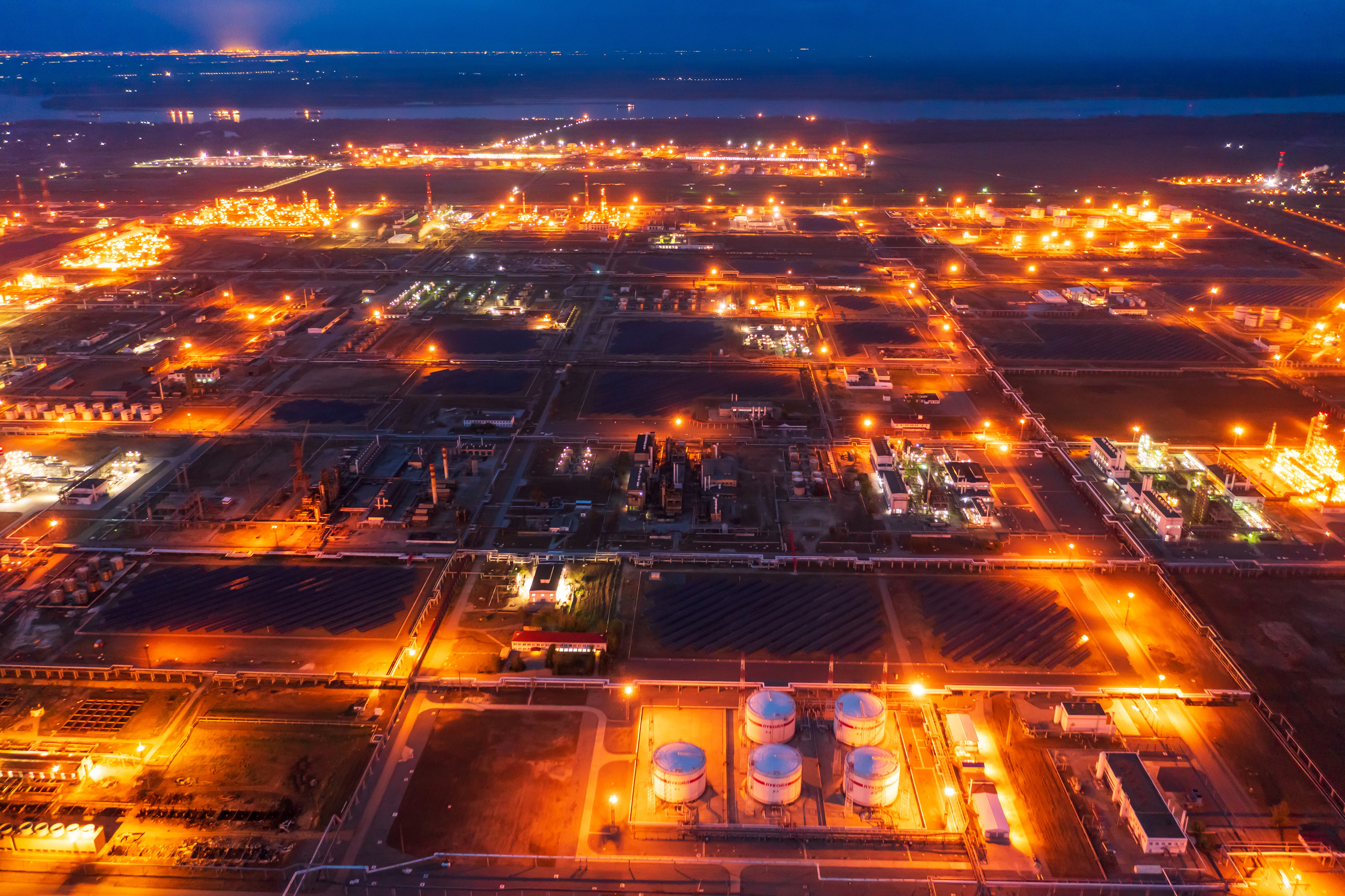 A general view shows the oil refinery of the Lukoil company in Volgograd