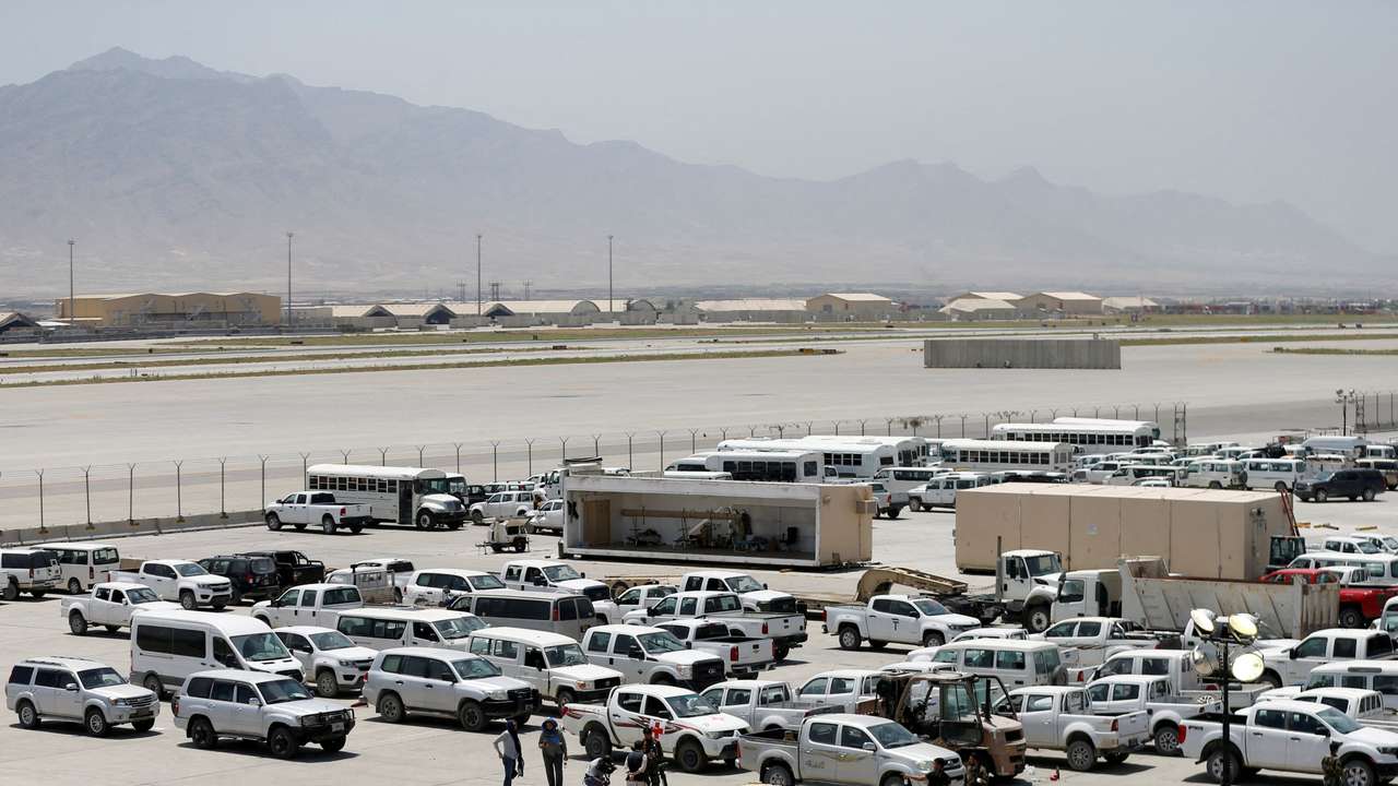 FILE PHOTO: FILE PHOTO: Parked vehicles are seen in Bagram U.S. air base, after American troops vacated it, in Parwan province