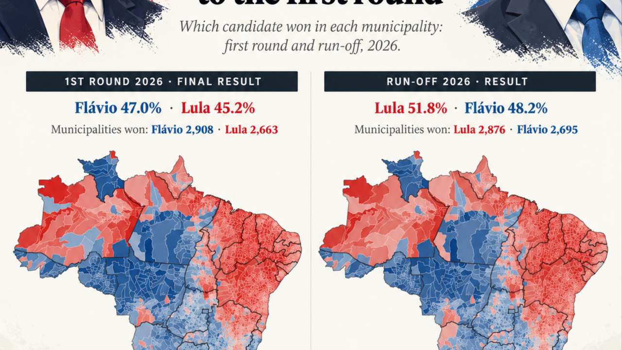 Brazil election 2026: Lula overturns Flávio Bolsonaro's lead in more than 200 municipalities to win presidency