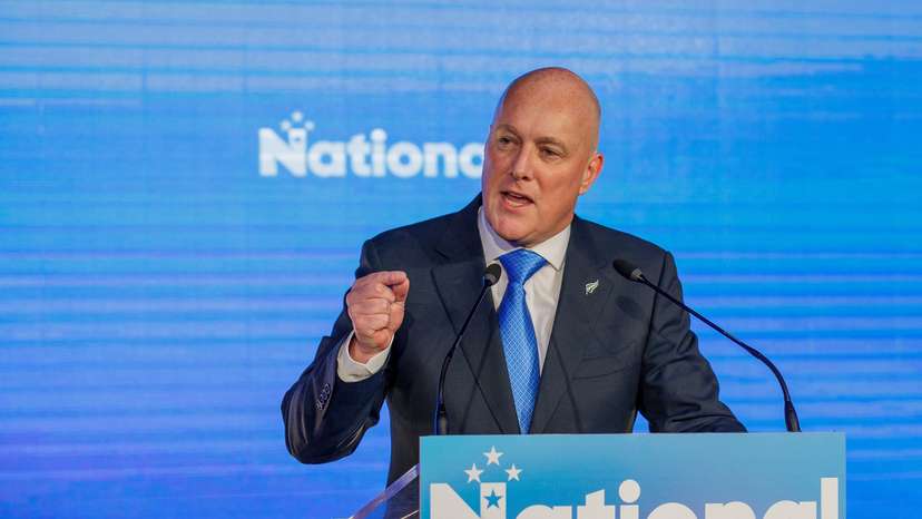 Christopher Luxon, Leader of the National Party speaks to supporters in Auckland