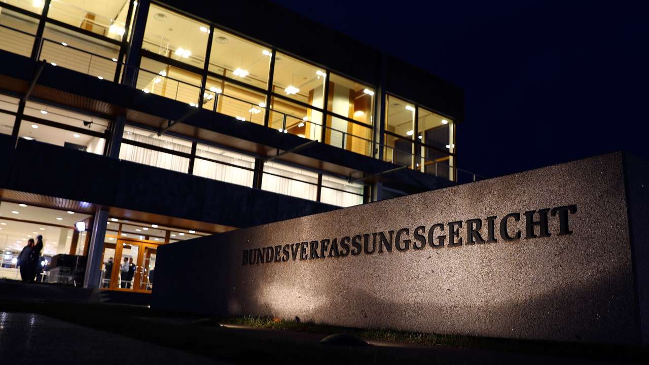 A general view shows the German Constitutional Court building before the verdict about the attempt by the country's 16 federal states to ban the far-right Nationaldemokratische Partei Deutschlands (NPD) in Karlsruhe