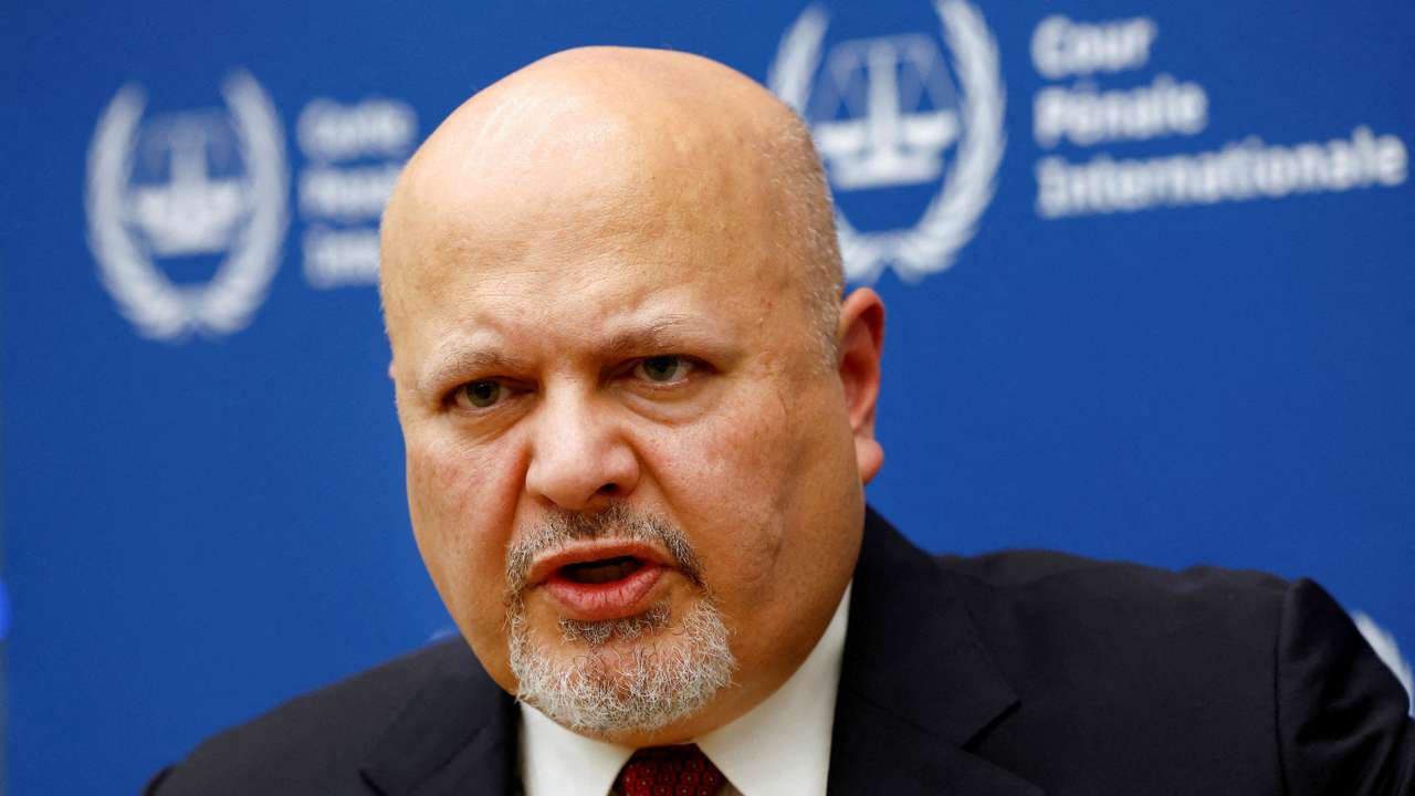 FILE PHOTO: International Criminal Court Prosecutor Karim Khan speaks during an interview with Reuters