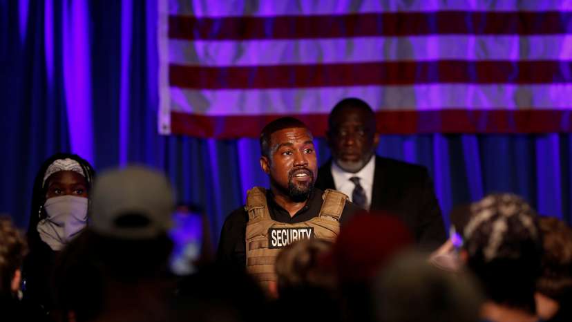 Rapper Kanye West holds his first rally in support of his presidential bid in North Charleston