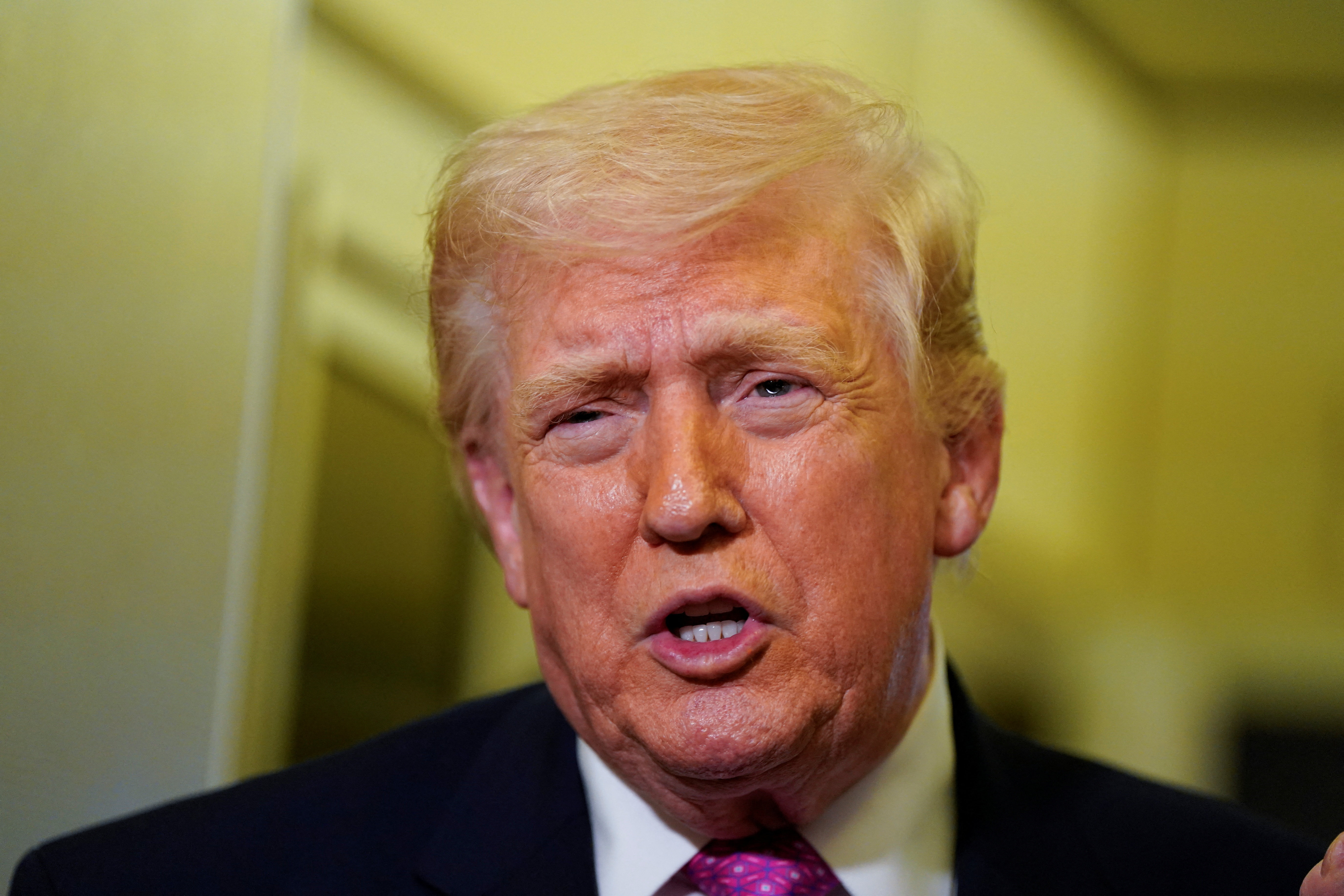 U.S. President Donald Trump on board Air Force One for travel to Joint Base Andrews