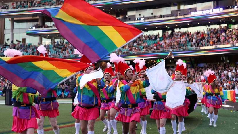 FILE PHOTO: Participants celebrate the Gay and Lesbian Mardi Gras Parade in Sydney