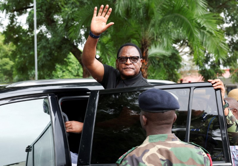 FILE PHOTO: Malawi President Lazarus Chakwera visits flood victims at Queen Elizabeth Central hospital in Blantyre