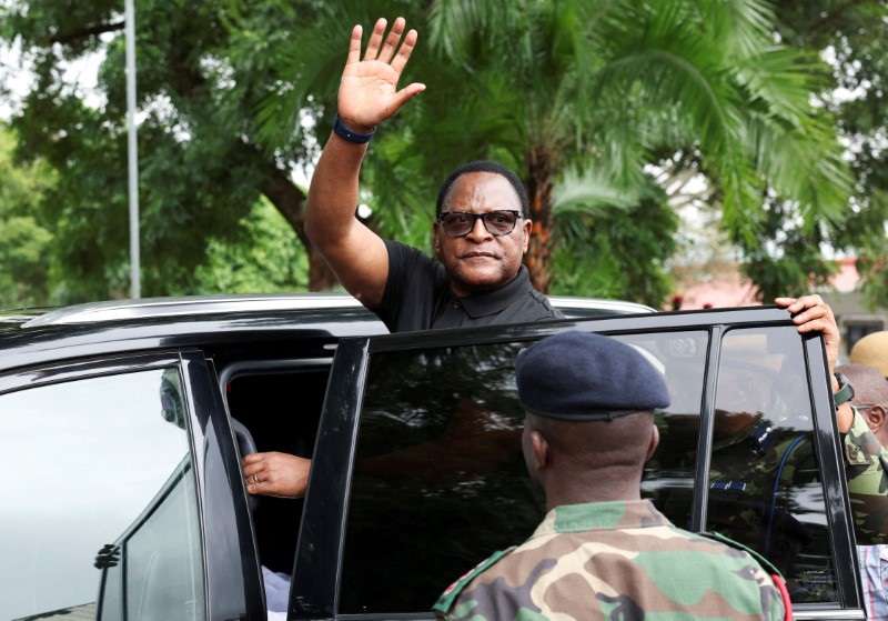 FILE PHOTO: Malawi President Lazarus Chakwera visits flood victims at Queen Elizabeth Central hospital in Blantyre
