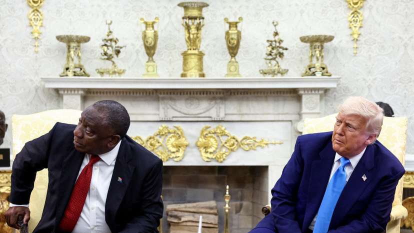 FILE PHOTO: U.S. President Donald Trump meets South African President Cyril Ramaphosa at the White house
