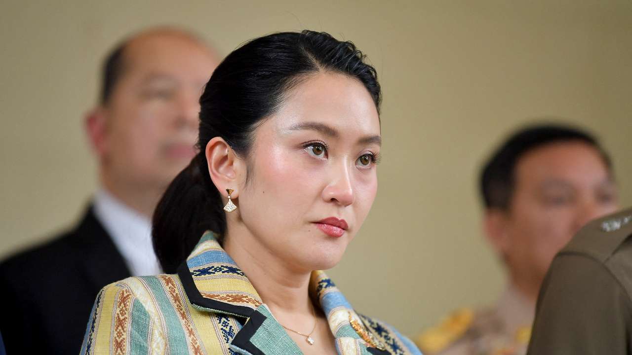 Thailand's Prime Minister Paetongtarn Shinawatra looks during a press conference, in Bangkok
