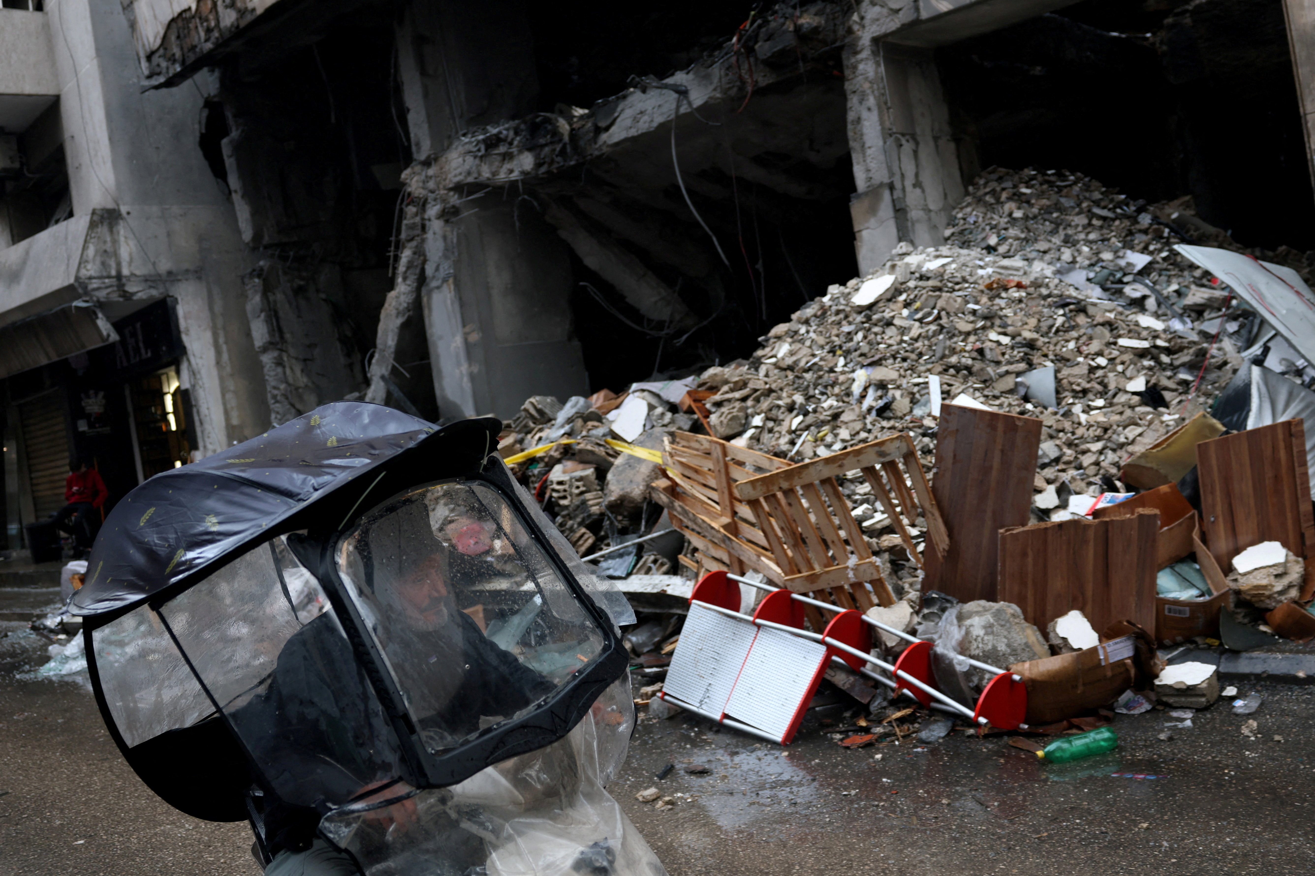 Aftermath of an Israeli strike on a building in central Beirut