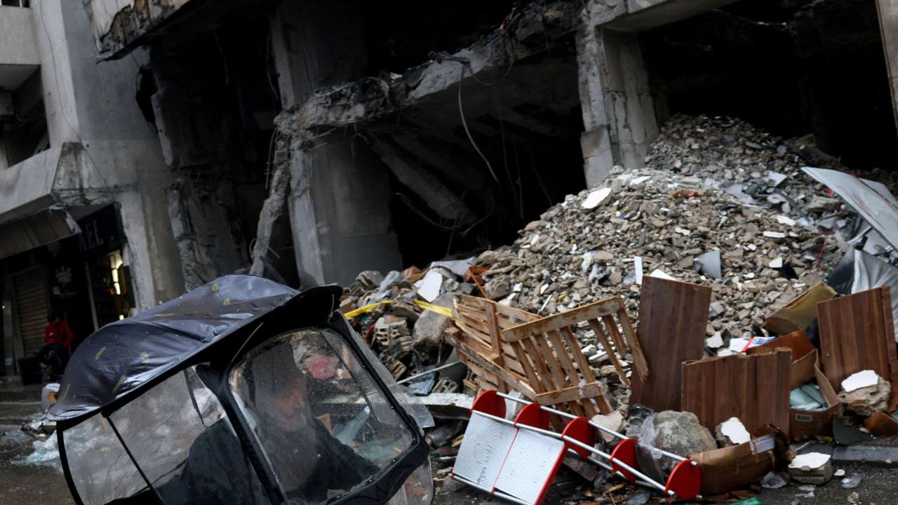 Aftermath of an Israeli strike on a building in central Beirut
